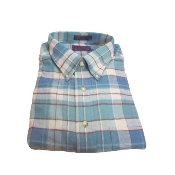 Arrow Blue Tan Multicolored Plaid Long Sleeve Button Down Shirt - Picture 1 of 3